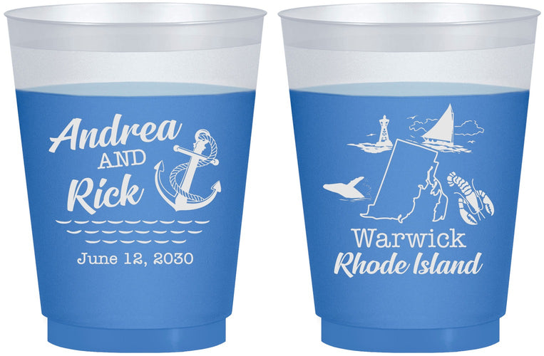 Custom Wedding 16 oz Color Changing Frosted Cups - Rhode Island | 188