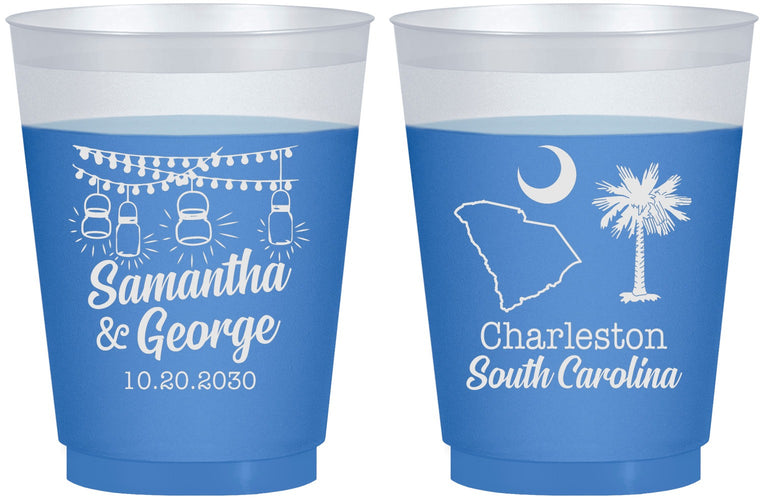 Custom Wedding 16 oz Color Changing Frosted Cups - South Carolina | 189