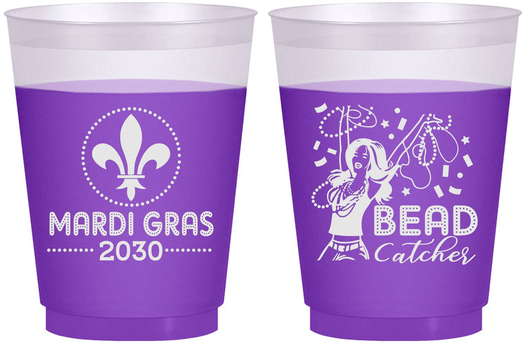 Custom Mardi Gras 16 oz Color Changing Frosted Cups - Bead Catcher Nola | 190000