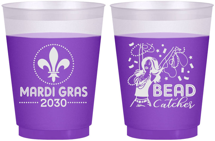 Custom Mardi Gras 16 oz Color Changing Frosted Cups - Bead Catcher Nola | 190000