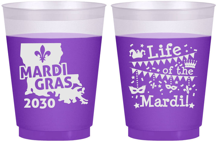 Custom Mardi Gras 16 oz Color Changing Frosted Cups - Life Of The Mardi | 190001