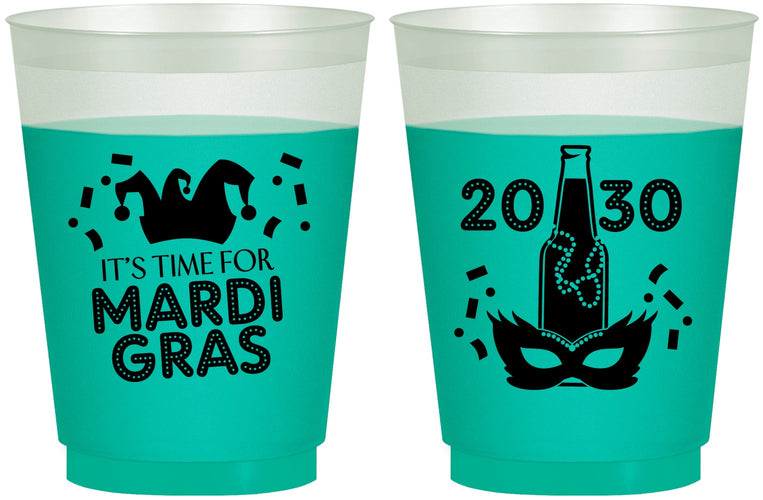 Custom Mardi Gras 16 oz Color Changing Frosted Cups - New Orleans | 190003