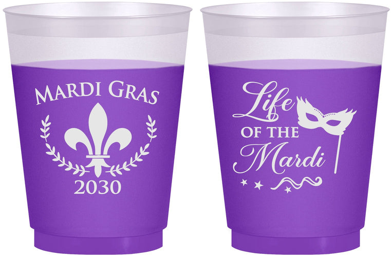 Custom Mardi Gras 16 oz Color Changing Frosted Cups - Life Of The Mardi | 190004