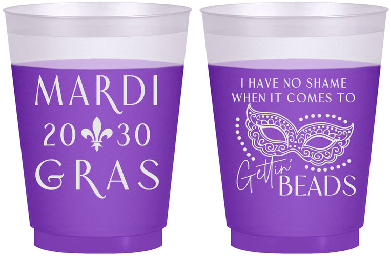 Custom Mardi Gras 16 oz Color Changing Frosted Cups - Nola New Orleans | 190006