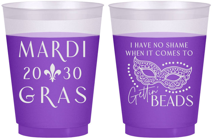 Custom Mardi Gras 16 oz Color Changing Frosted Cups - Nola New Orleans | 190006