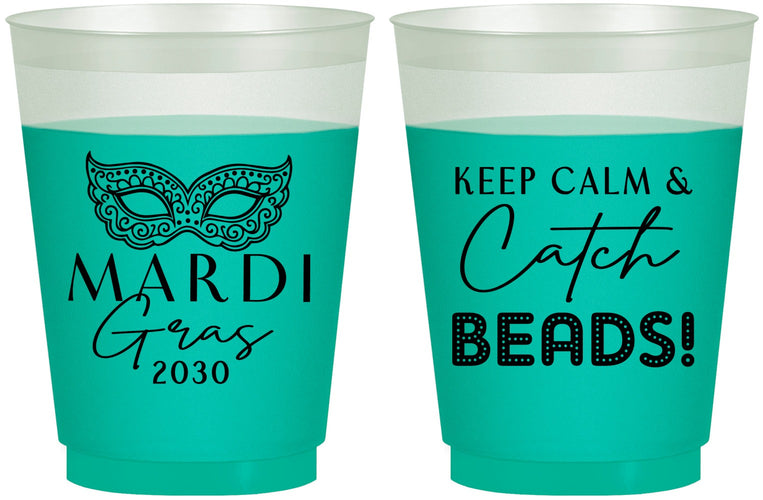 Custom Mardi Gras 16 oz Color Changing Frosted Cups - Beads Nola | 190007