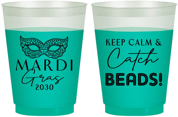 Custom Mardi Gras 16 oz Color Changing Frosted Cups - Beads Nola | 190007