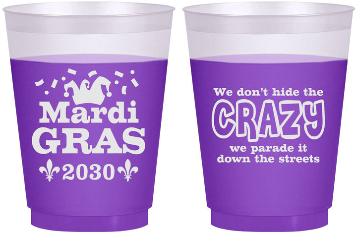 Custom Mardi Gras 16 oz Color Changing Frosted Cups - Fleur De Lis | 190009