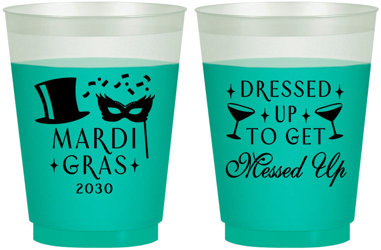Custom Mardi Gras 16 oz Color Changing Frosted Cups - Fleur De Lis | 190015