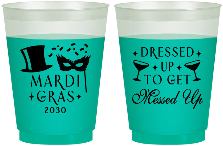 Custom Mardi Gras 16 oz Color Changing Frosted Cups - Fleur De Lis | 190015