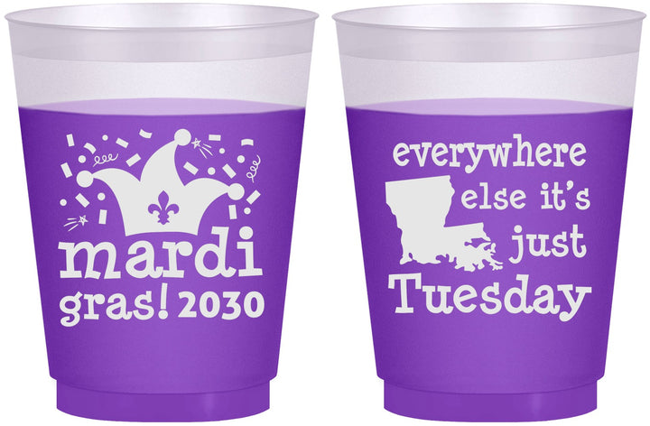 Custom Mardi Gras 16 oz Color Changing Frosted Cups - Nola New Orleans | 190016
