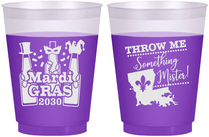 Custom Mardi Gras 16 oz Color Changing Frosted Cups - Beads Nola | 190017