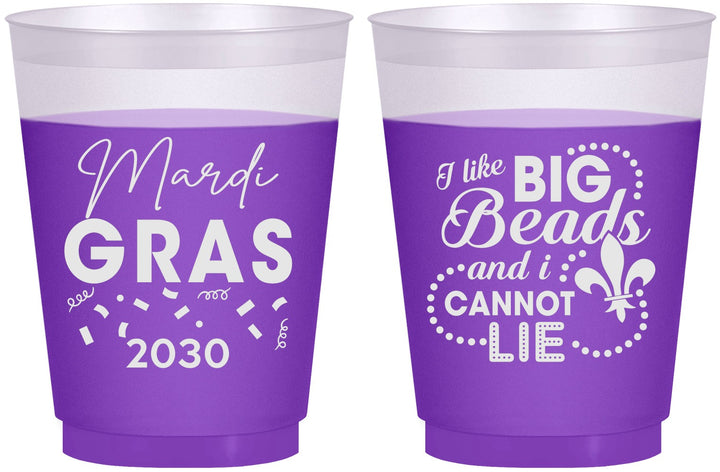 Custom Mardi Gras 16 oz Color Changing Frosted Cups - Big Bead Fleur De Lis | 190018