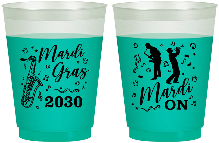 Custom Mardi Gras 16 oz Color Changing Frosted Cups - Mardi On Jazz | 190019