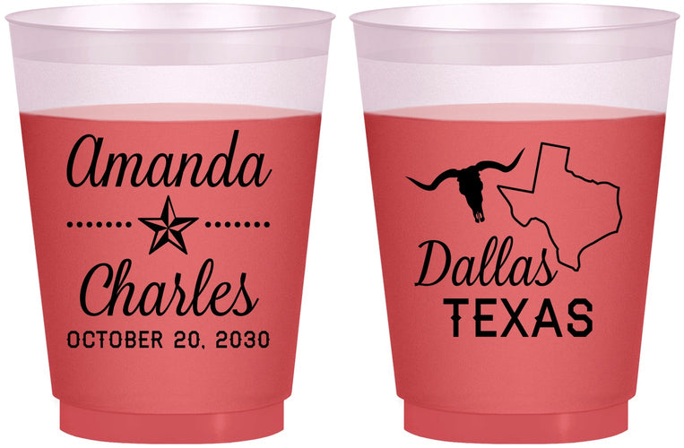 Custom Wedding 16 oz Color Changing Frosted Cups - Texas | 192