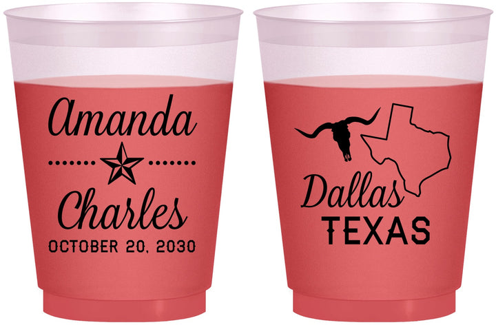 Custom Wedding 16 oz Color Changing Frosted Cups - Texas | 192