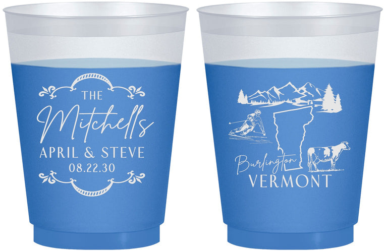Custom Wedding 16 oz Color Changing Frosted Cups - Vermont | 194