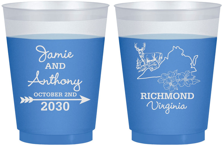 Custom Wedding 16 oz Color Changing Frosted Cups - Virginia | 195