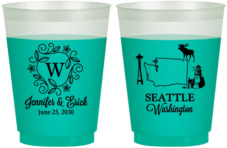 Custom Wedding 16 oz Color Changing Frosted Cups - Washington | 196