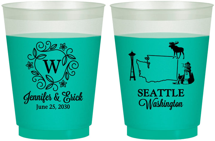 Custom Wedding 16 oz Color Changing Frosted Cups - Washington | 196