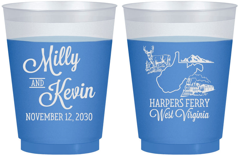 Custom Wedding 16 oz Color Changing Frosted Cups - West Virginia | 197