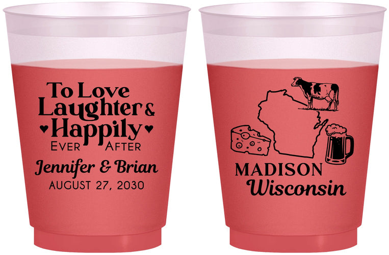 Custom Wedding 16 oz Color Changing Frosted Cups - Wisconsin | 198