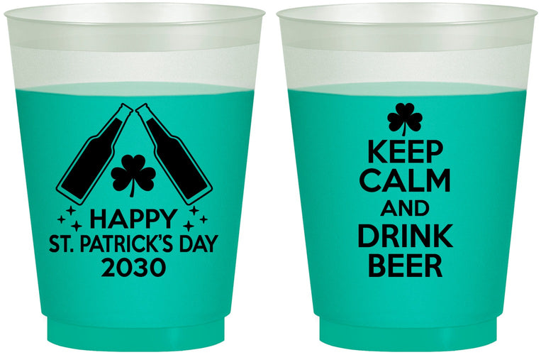 Custom St Patricks Day 16 oz Color Changing Frosted Cups - Clover Irish | 200005
