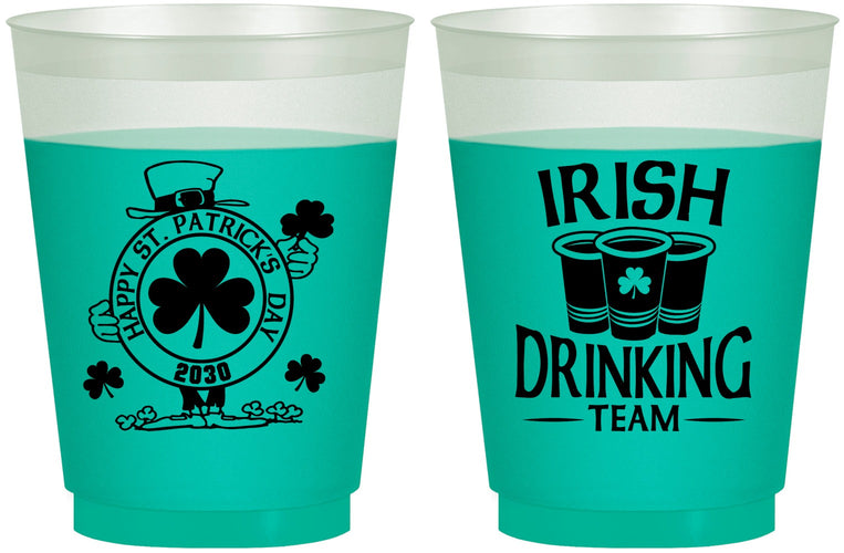 Custom St Patricks Day 16 oz Color Changing Frosted Cups - Irish Drinking Team | 200006