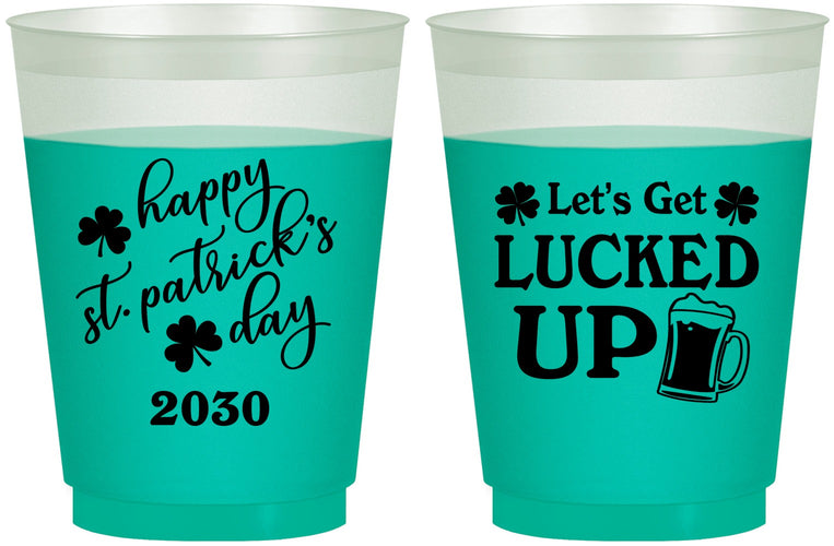 Custom St Patricks Day 16 oz Color Changing Frosted Cups - Lucked Up | 200007