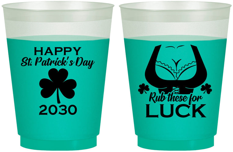 Custom St Patricks Day 16 oz Color Changing Frosted Cups - Clover Irish | 200008