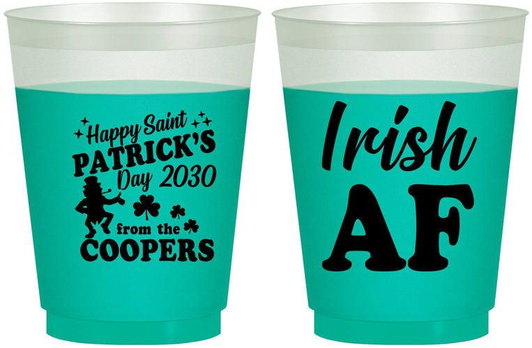 Custom St Patricks Day 16 oz Color Changing Frosted Cups - Irish Af Leprechaun | 200012