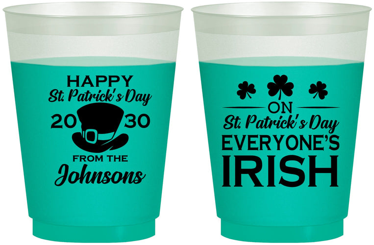 Custom St Patricks Day 16 oz Color Changing Frosted Cups - Irish Leprechaun | 200013