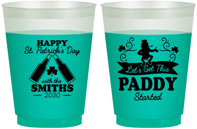 Custom St Patricks Day 16 oz Color Changing Frosted Cups - Lets Get The Paddy Started | 200014
