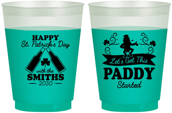 Custom St Patricks Day 16 oz Color Changing Frosted Cups - Lets Get The Paddy Started | 200014