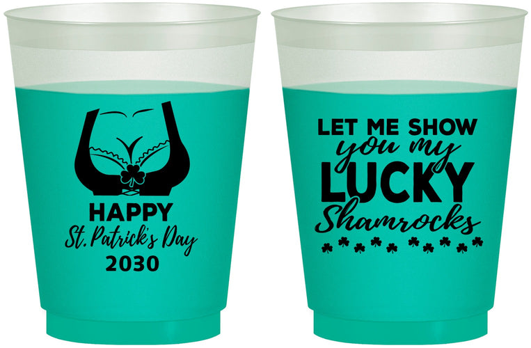 Custom St Patricks Day 16 oz Color Changing Frosted Cups - Shamrocks | 200015