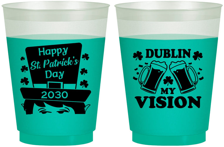 Custom St Patricks Day 16 oz Color Changing Frosted Cups - Dublin My Vision | 200016
