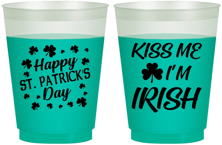 Custom St Patricks Day 16 oz Color Changing Frosted Cups - Kiss Me I Am Irish | 200018