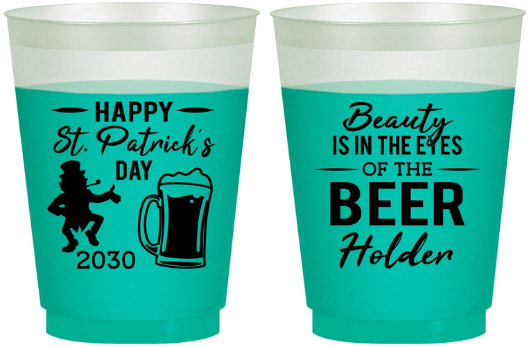 Custom St Patricks Day 16 oz Color Changing Frosted Cups - Leprechaun | 200019