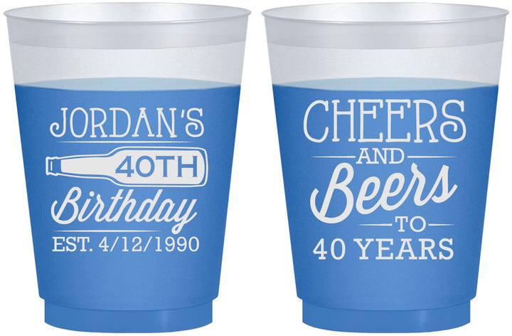 Custom Birthday 16 oz Color Changing Frosted Cups - Cheers Beers To 40 Years | 20002