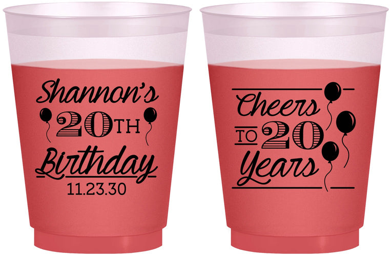 Custom Birthday 16 oz Color Changing Frosted Cups - Cheers To 20 Years | 20004