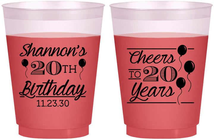 Custom Birthday 16 oz Color Changing Frosted Cups - Cheers To 20 Years | 20004
