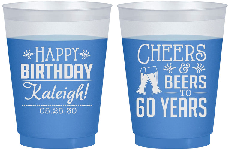 Custom Birthday 16 oz Color Changing Frosted Cups - 60th | 20006