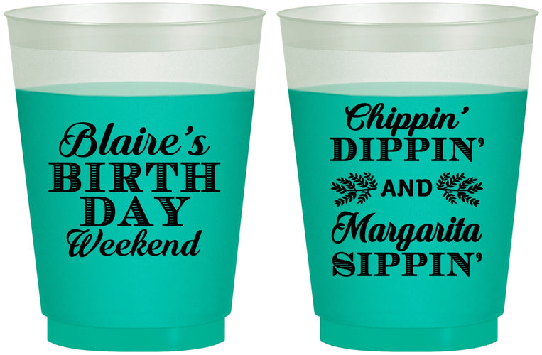 Custom Birthday 16 oz Color Changing Frosted Cups - Chippin Dippin Sippin | 20008