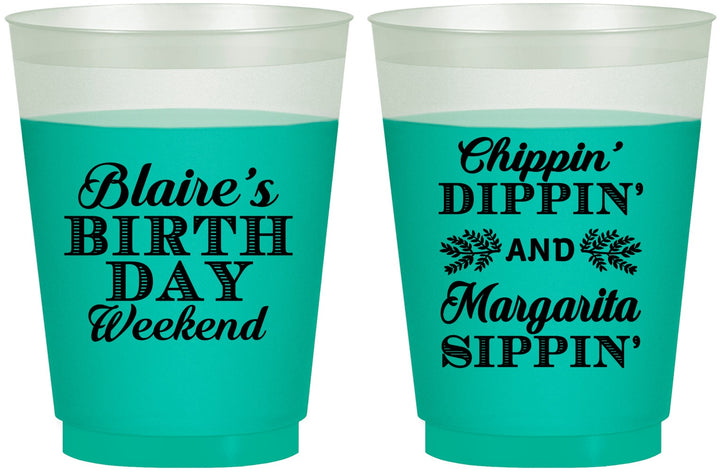 Custom Birthday 16 oz Color Changing Frosted Cups - Chippin Dippin Sippin | 20008