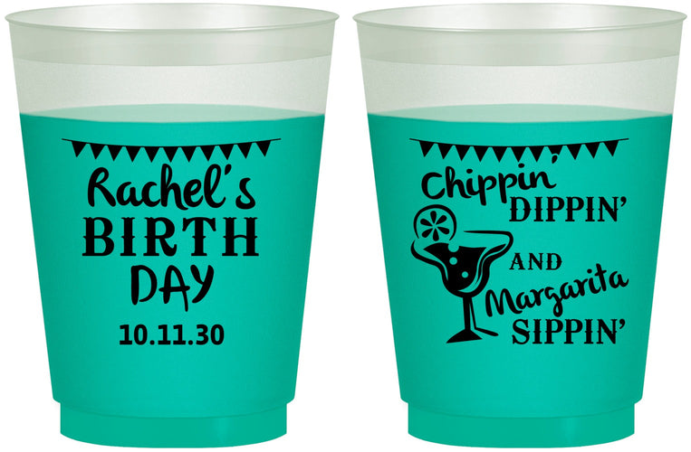 Custom Birthday 16 oz Color Changing Frosted Cups - Fiesta Margarita | 20009