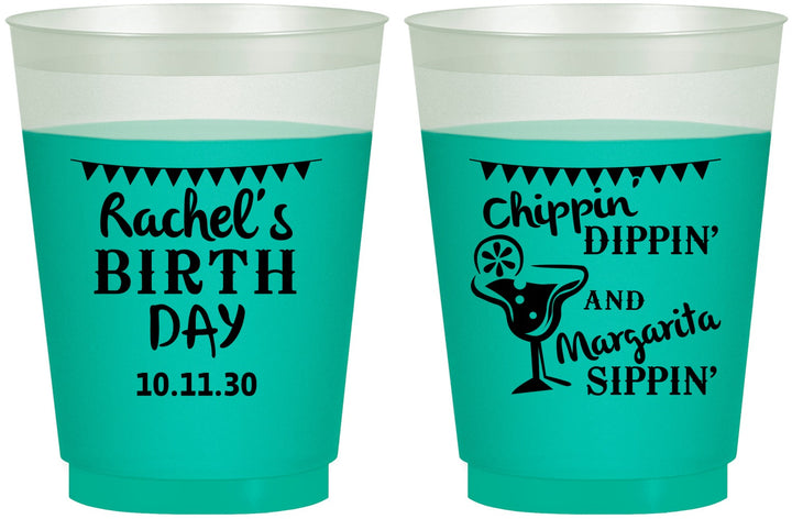 Custom Birthday 16 oz Color Changing Frosted Cups - Fiesta Margarita | 20009