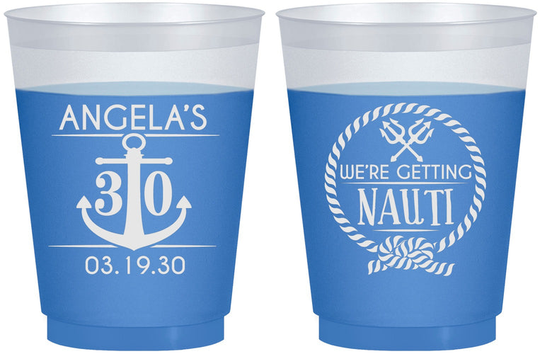 Custom Birthday 16 oz Color Changing Frosted Cups - 30th Nautical | 20010
