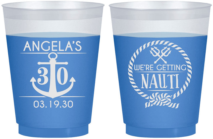 Custom Birthday 16 oz Color Changing Frosted Cups - 30th Nautical | 20010