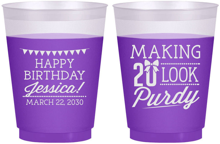 Custom Birthday 16 oz Color Changing Frosted Cups - 20th | 20021