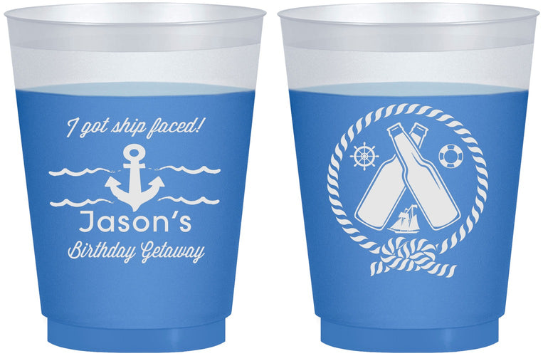 Custom Birthday 16 oz Color Changing Frosted Cups - Ship Faced Nautical | 20024